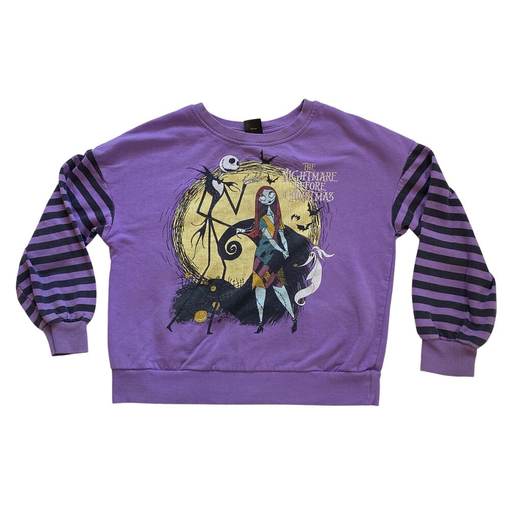 Girl's (8) The Nightmare Before Christmas Striped Long Sleeve, 60% Cotton